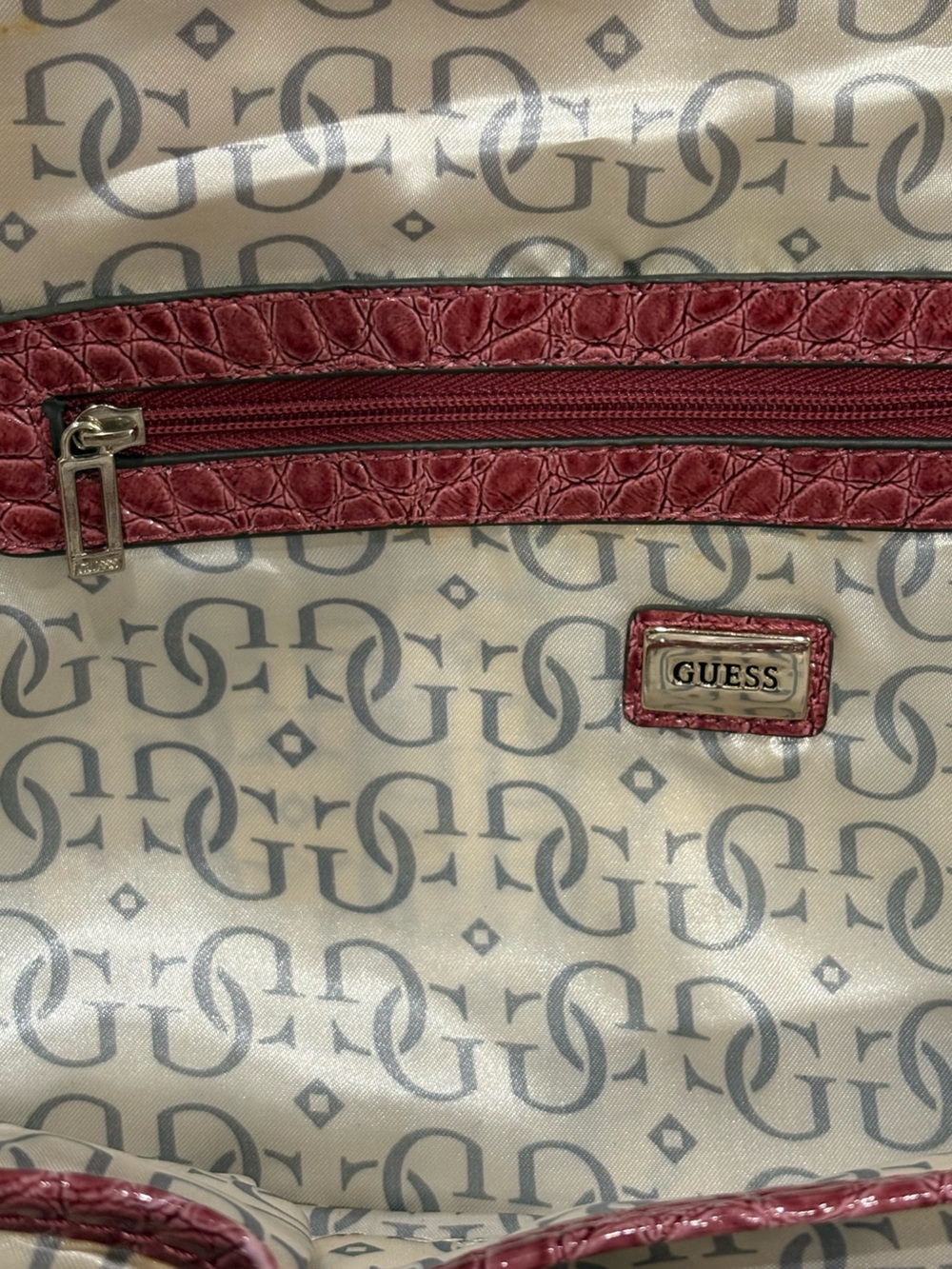 Guess | Raspberry Snake Skin Leather Purse | Large - Picture 7 of 8
